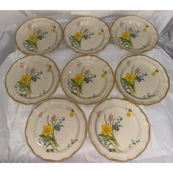 Mikasa Early Spring Salad Plates Garden Club8" EC 409 Set of 8 Lot Floral